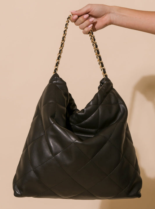 Quilted Tote Handbag Black