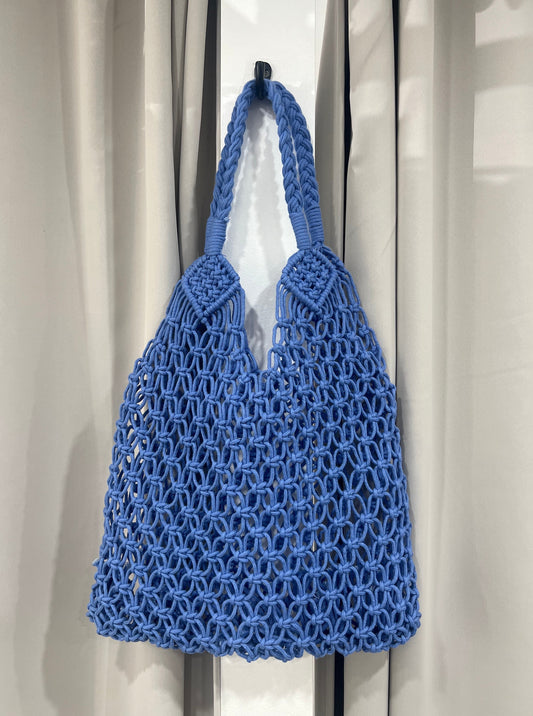 Crotchet Tote Bag Blue