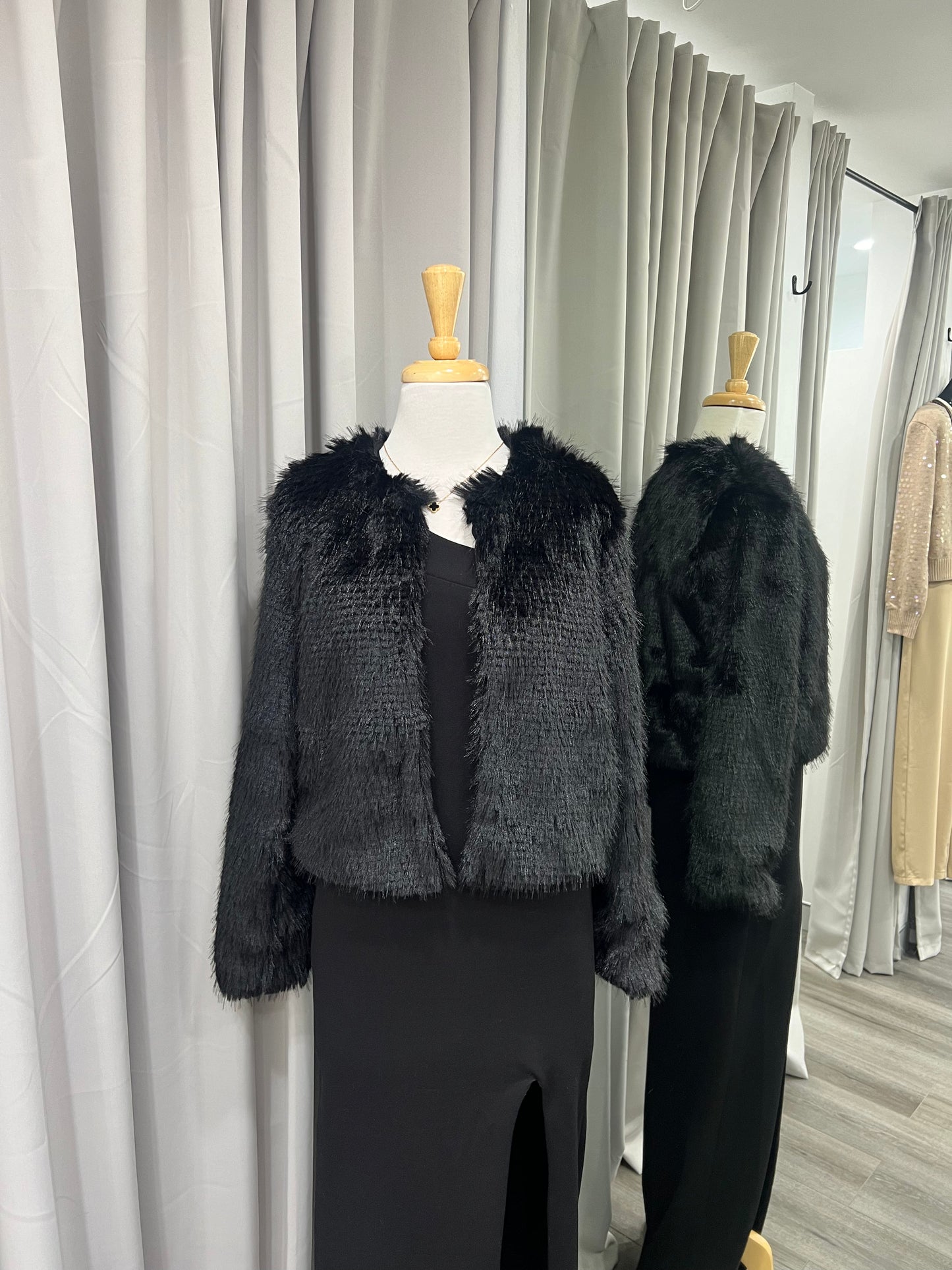 Faux Fur Jacket Black