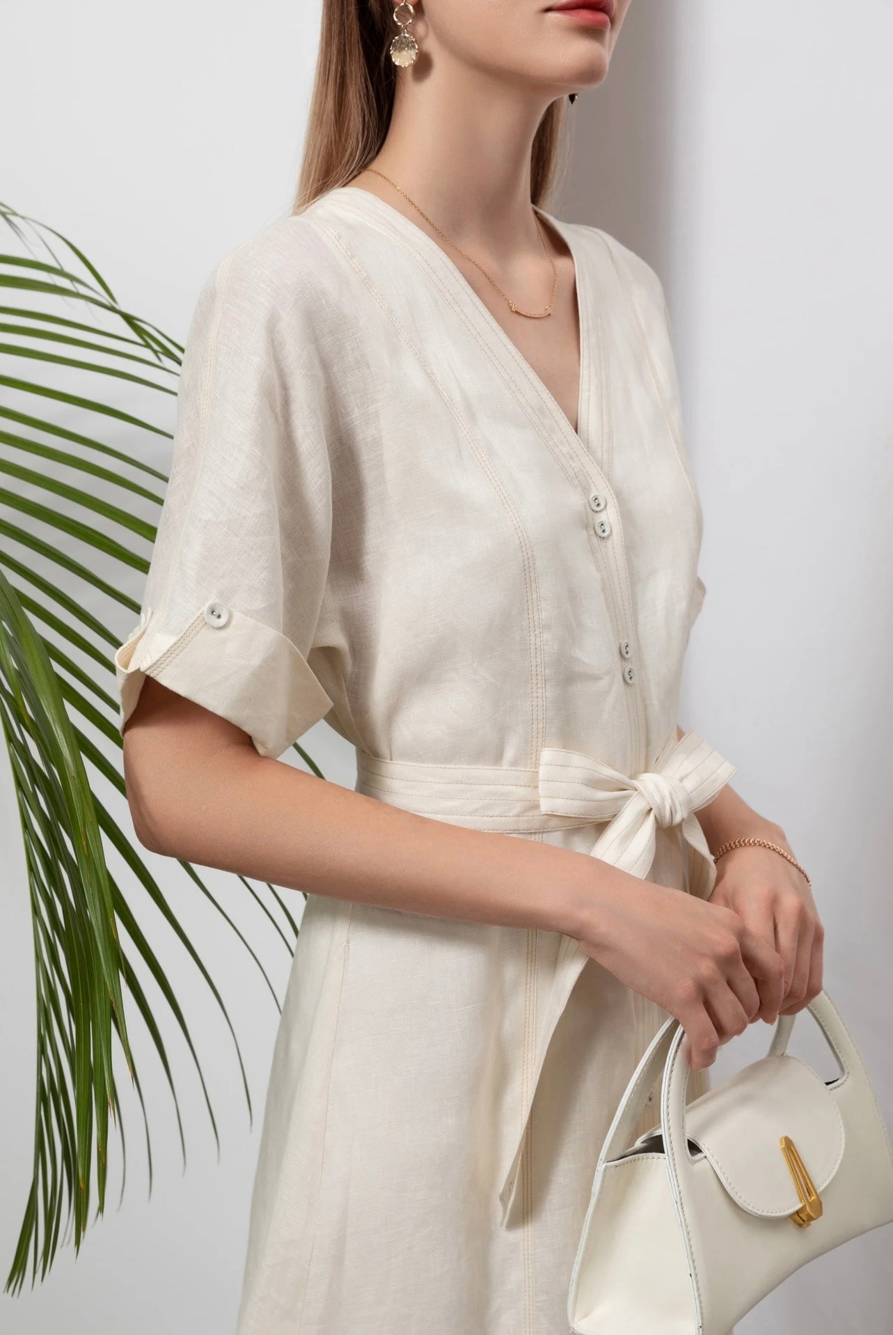 GDS Marceline Linen Dress Lily White