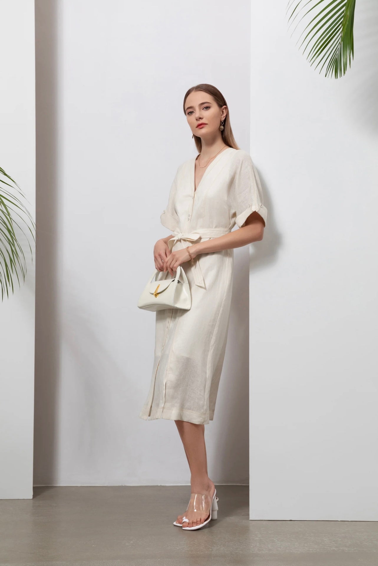 GDS Marceline Linen Dress Lily White