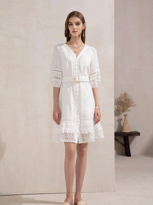 GDS Lorenza Linen Belted Dress