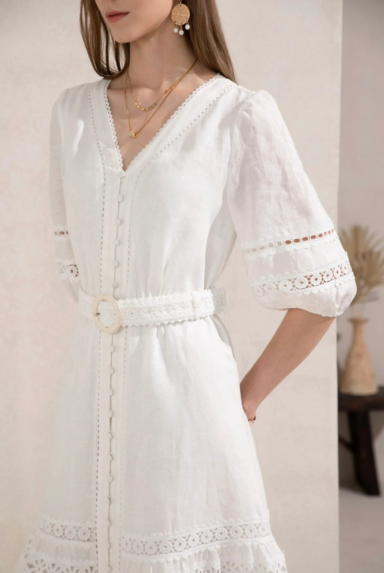 GDS Lorenza Linen Belted Dress