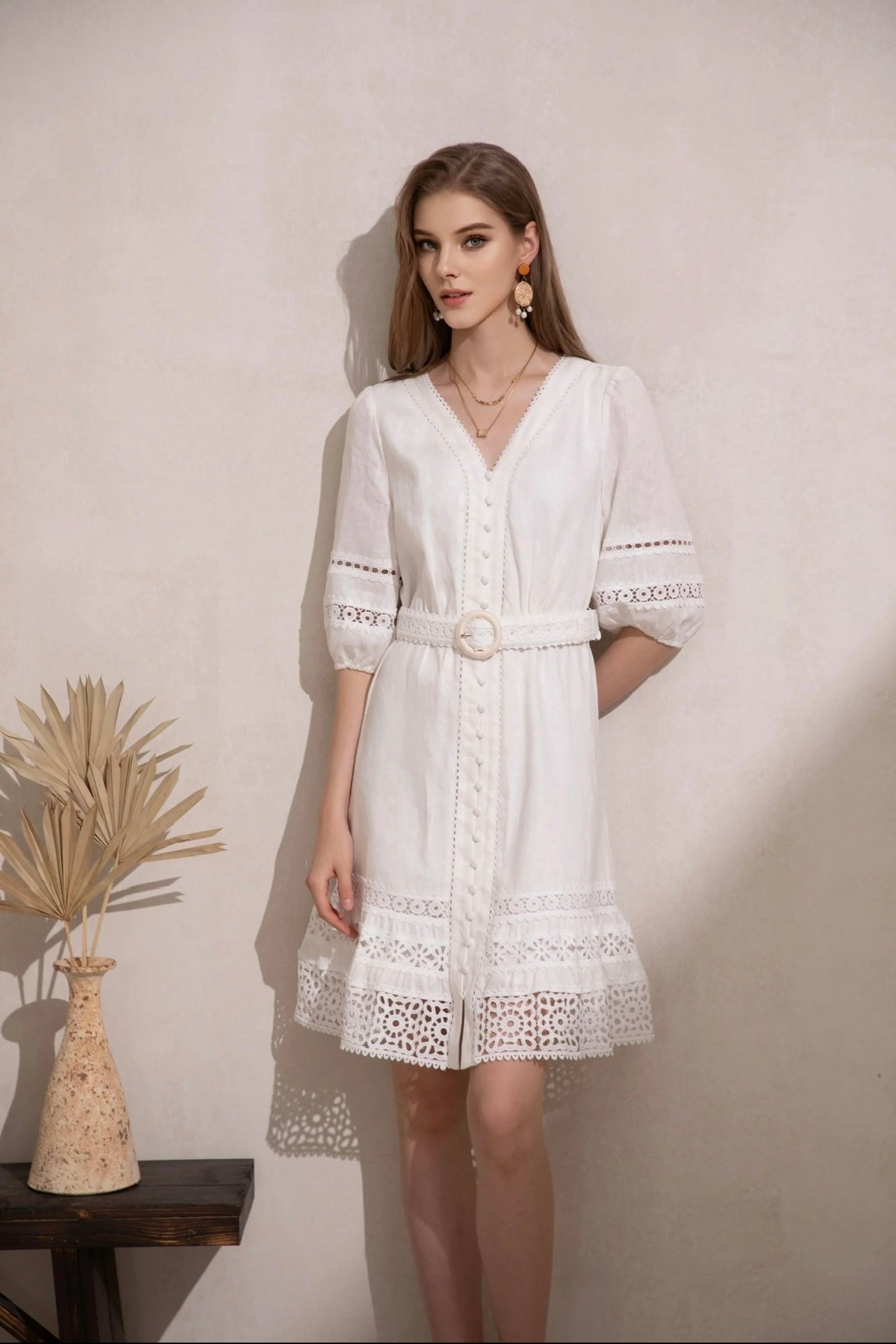 GDS Lorenza Linen Belted Dress