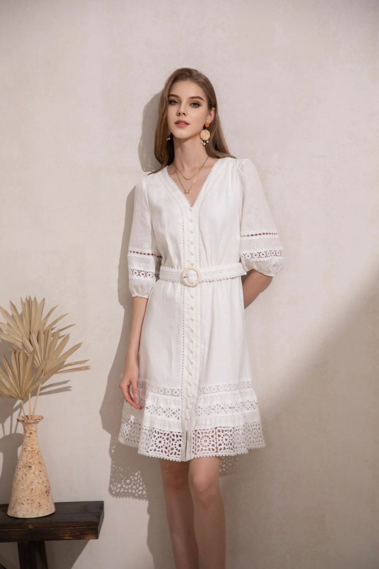 GDS Lorenza Linen Belted Dress