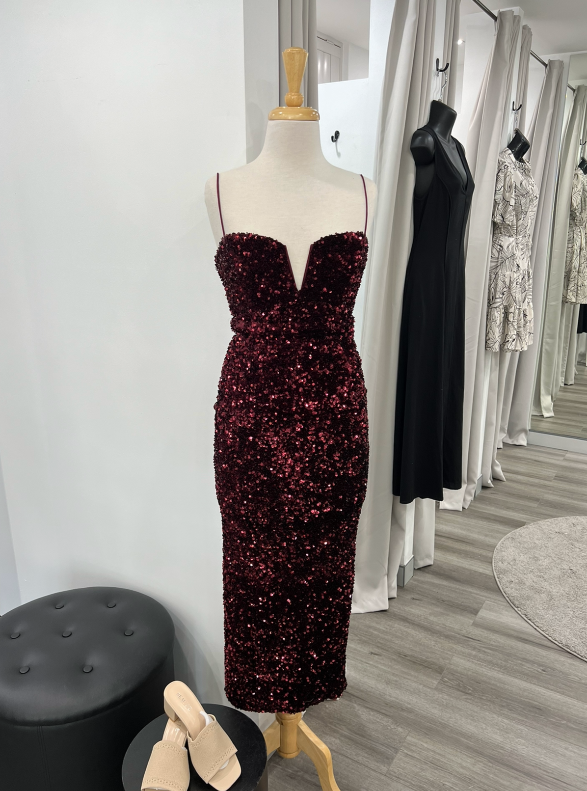 Wine Sequin Cocktail Dress