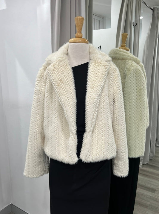 Faux Fur Collared Jacket White