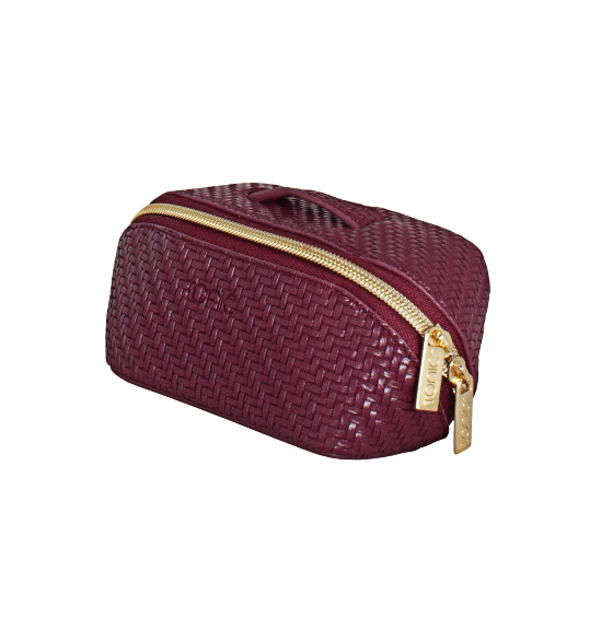 Small Beauty Bag - Herringbone Plum