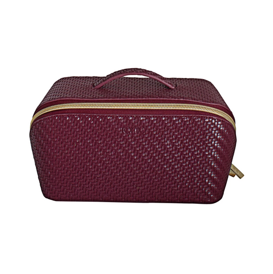 Medium Beauty Bag - Herringbone Plum