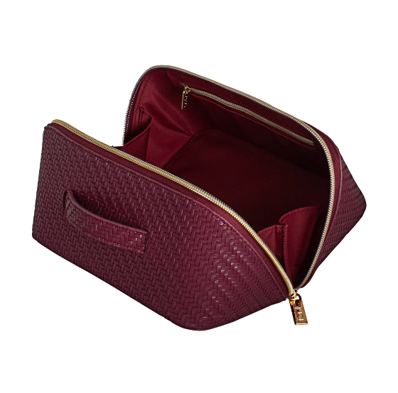 Medium Beauty Bag - Herringbone Plum