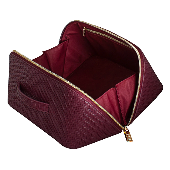 Large Beauty Bag - Herringbone Plum