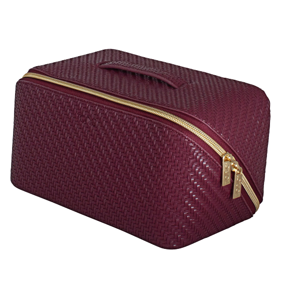 Large Beauty Bag - Herringbone Plum