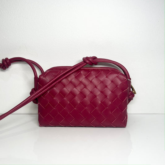 Woven Crossbody Bag Burgandy